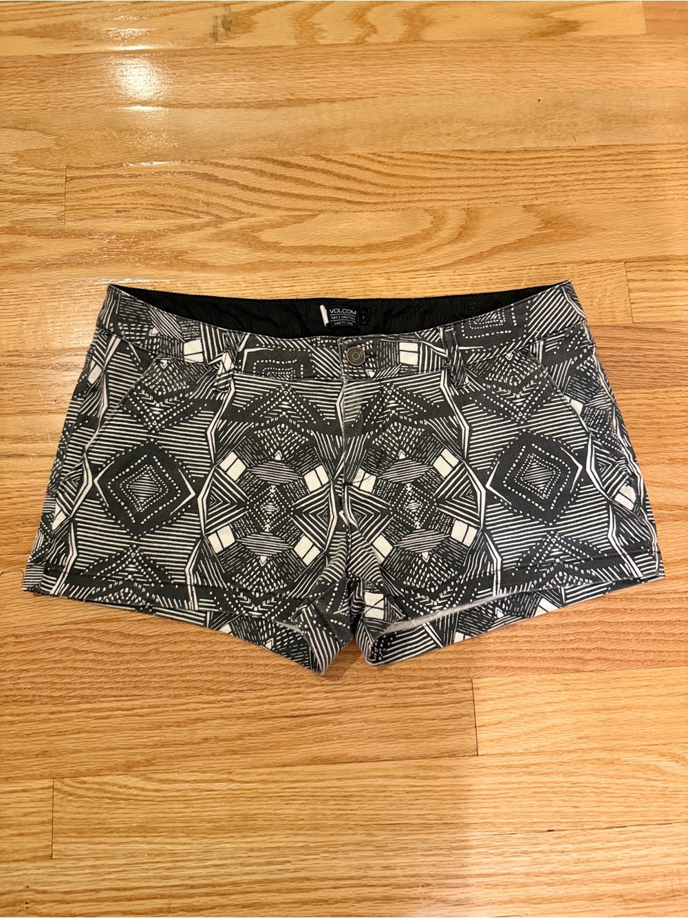 Volcom Geometric Black and White High Waist Shorts